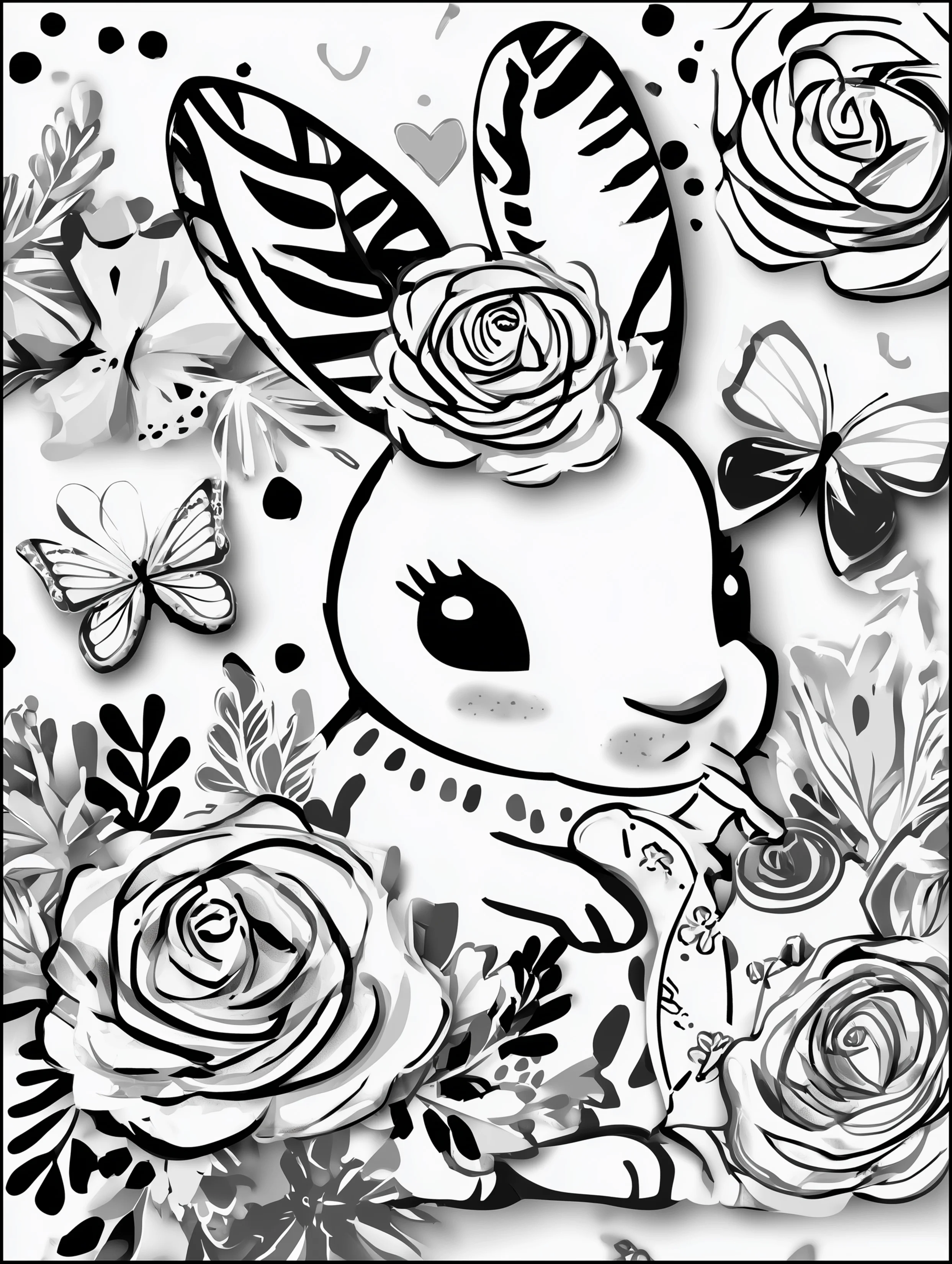 Free printable rabbit coloring page for adults featuring a bunny getting a drink